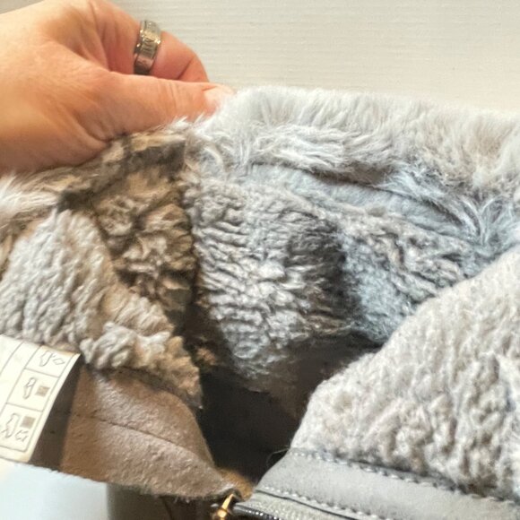 Koolaburra By UGG Womens Gray Faux Fur-Lined Suede Winter Boots with Side Zipper - Picture 9 of 15